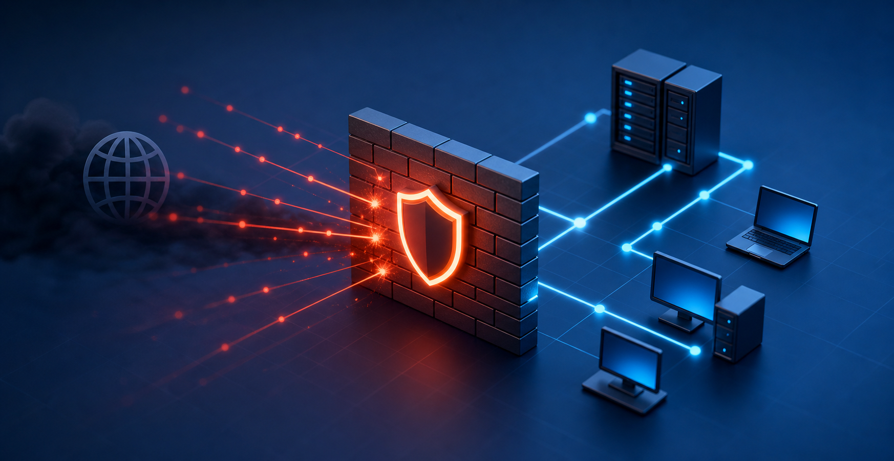 http://Schéma%20d'un%20pare-feu%20bloquant%20une%20cyberattaque%20avant%20qu'elle%20n'atteigne%20les%20postes%20et%20serveurs%20d'une%20entreprise